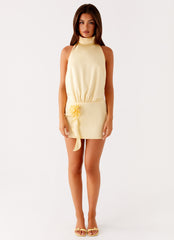 Birdie Halterneck Mini Dres Yellow 1 Peppermayo