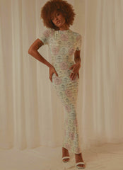 Into the City Mesh Maxi Dress - Pastel Mixtape - Peppermayo US