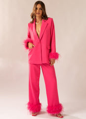 Shake It Off Feather Pants - Magenta - Peppermayo US