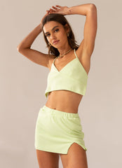 Warmer Water Terry Halter Crop - Lime Green - Peppermayo US