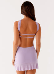Pari Open Back Mini Dress Lilac 3 Peppermayo