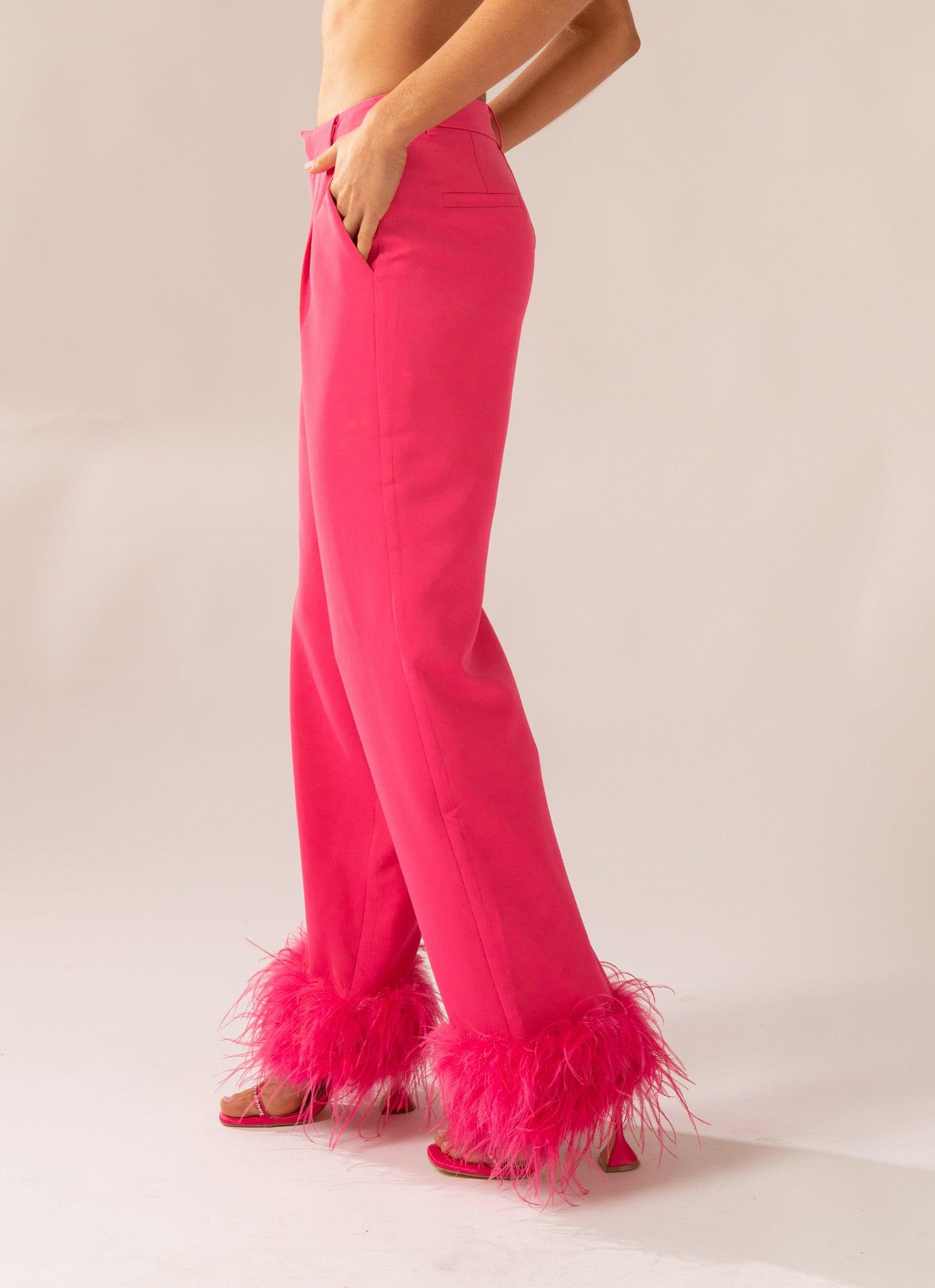 Shake It Off Feather Pants - Magenta - Peppermayo US