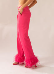 Shake It Off Feather Pants - Magenta - Peppermayo US