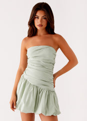 Floria Bubble Mini Dress Sage 4 Peppermayo