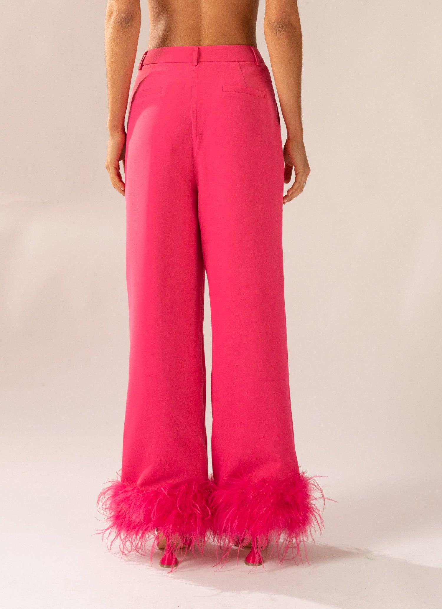 Shake It Off Feather Pants - Magenta - Peppermayo US