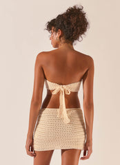 Balmy Nights Crochet Mini Dress - Seashell - Peppermayo US
