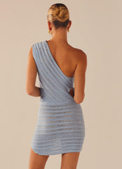 Percilla Ladder Knit Mini Dress - Blue - Peppermayo US