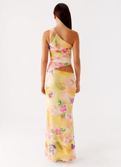 Seranella One Shoulder Maxi Dress Sunset Floral 3 Peppermayo