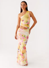 Seranella One Shoulder Maxi Dress Sunset Floral 4 Peppermayo