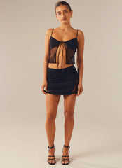 Deja Vu Lace Tie Top - Black - Peppermayo US