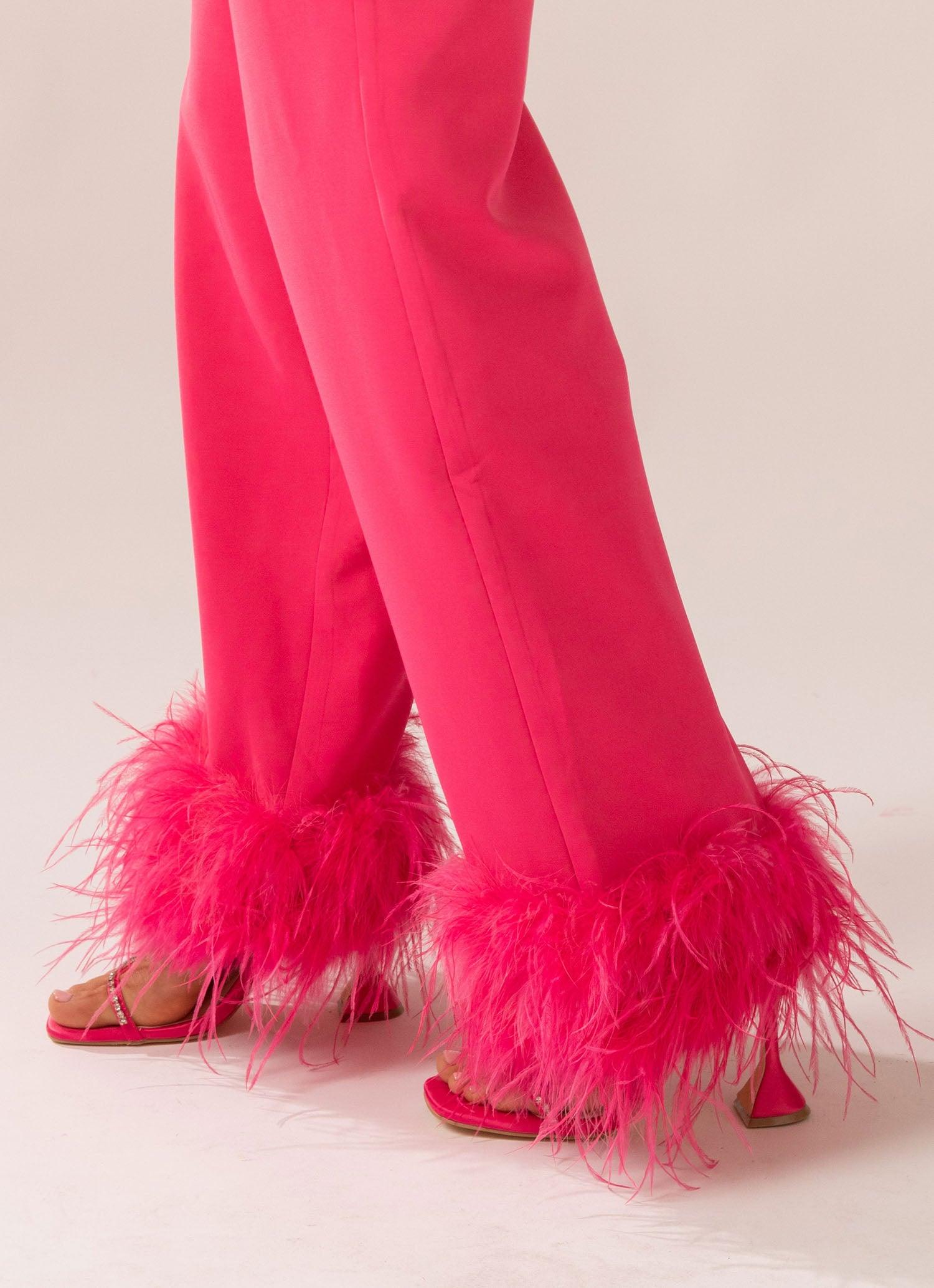 Shake It Off Feather Pants - Magenta - Peppermayo US