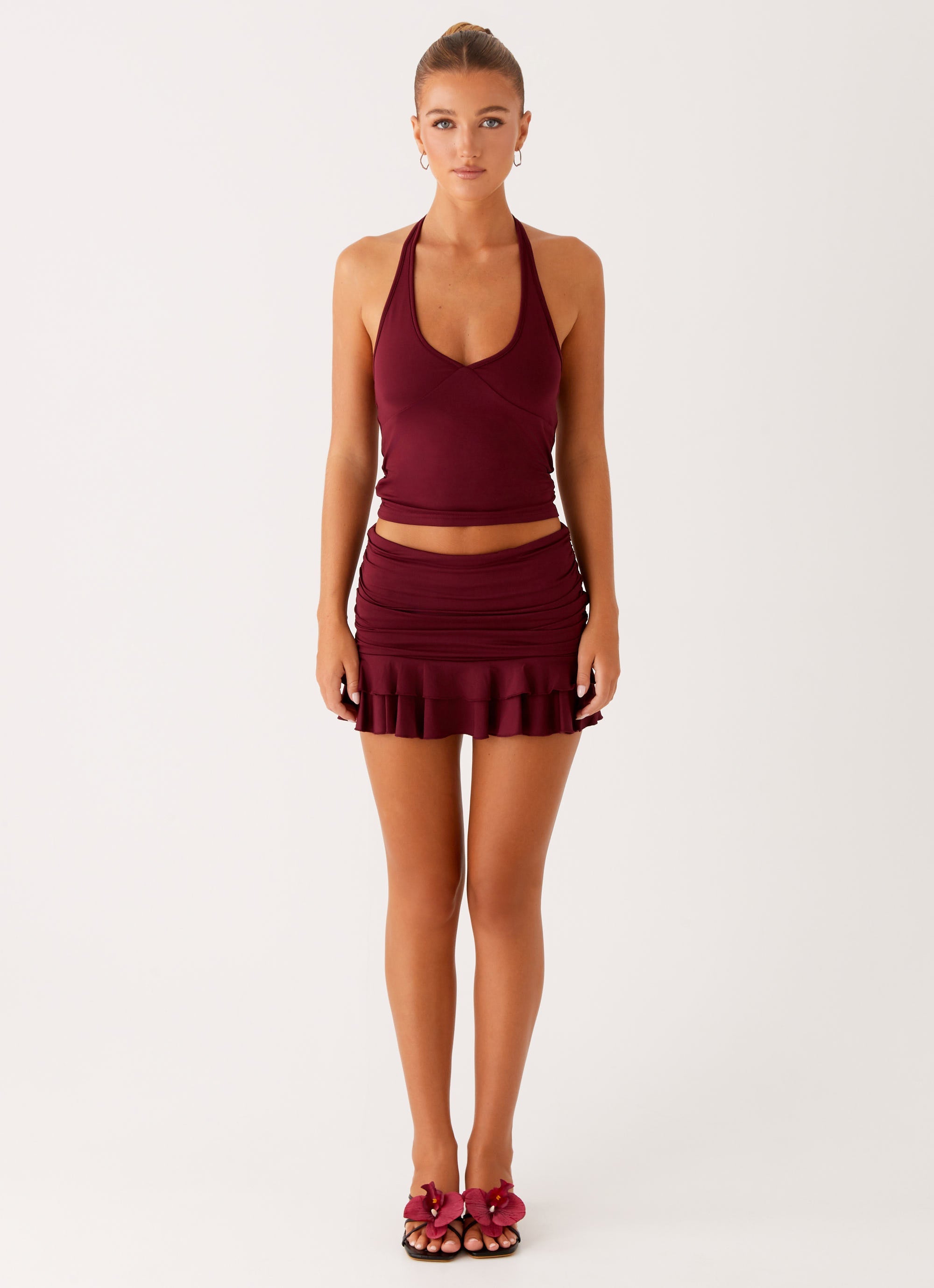 Bernie-Mini-Skirt-Raspberry-Wine-1-Peppermayojpg