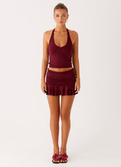 Bernie-Mini-Skirt-Raspberry-Wine-1-Peppermayojpg