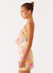 Bohemian Bliss Mesh Mini Dress Sunburst Floral 2 Peppermayo