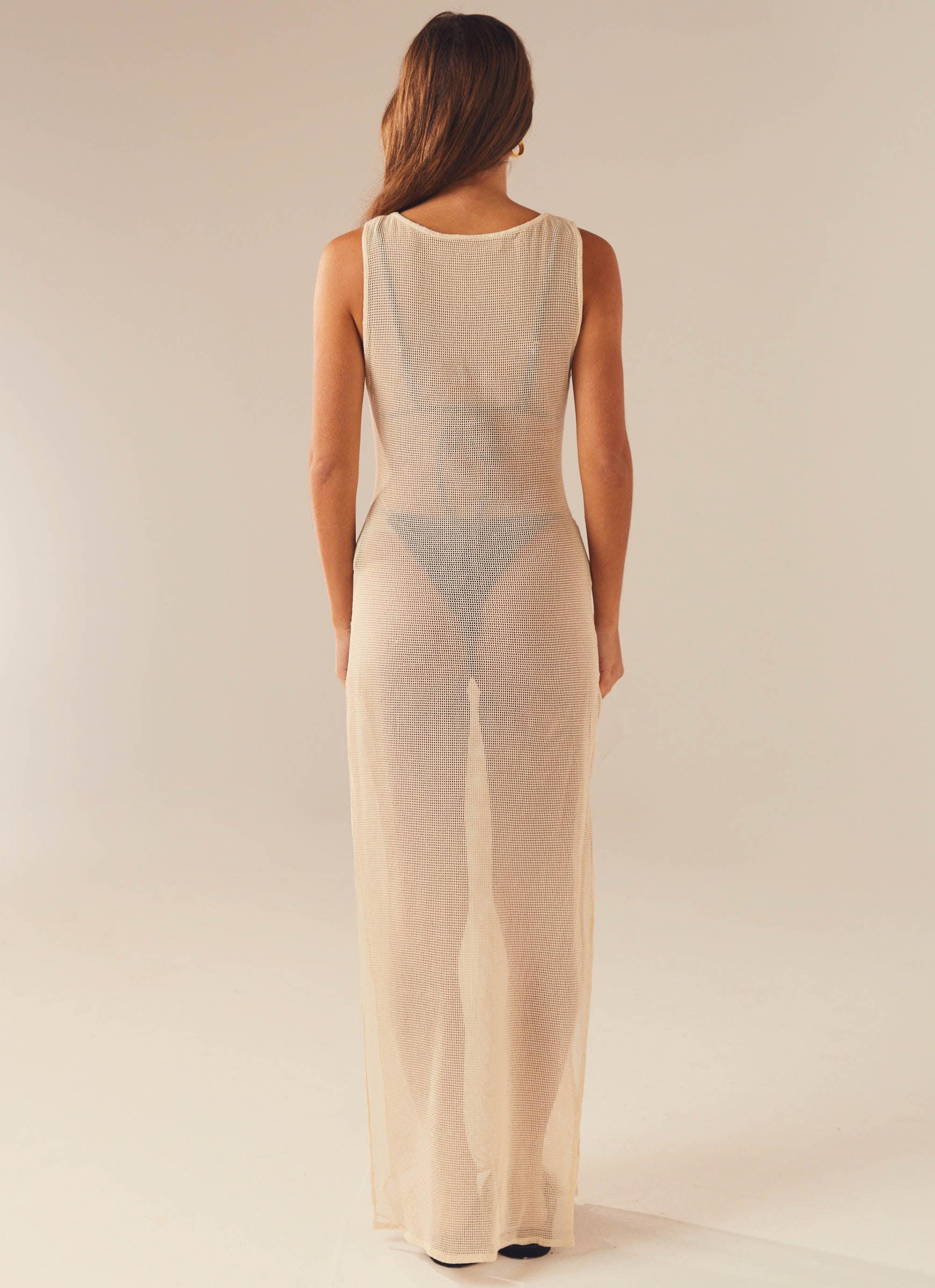 Caught Up Maxi Dress - Beige - Peppermayo US