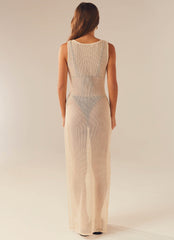 Caught Up Maxi Dress - Beige - Peppermayo US