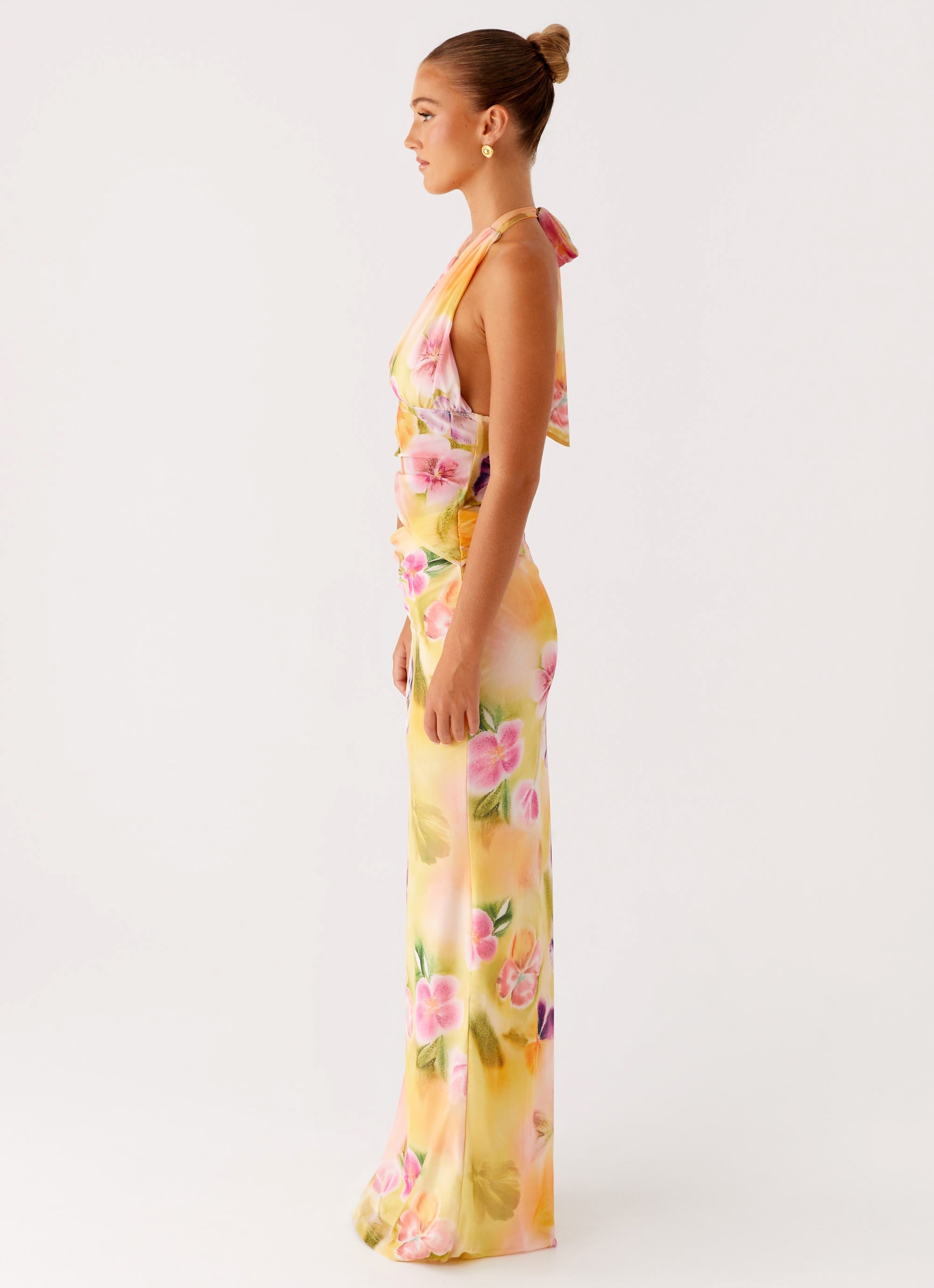 Main Act Halter Maxi Dress Sunburst Floral 3 Peppermayo