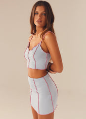Sweet Lovin Knit Mini Skirt - Baby Blue - Peppermayo US