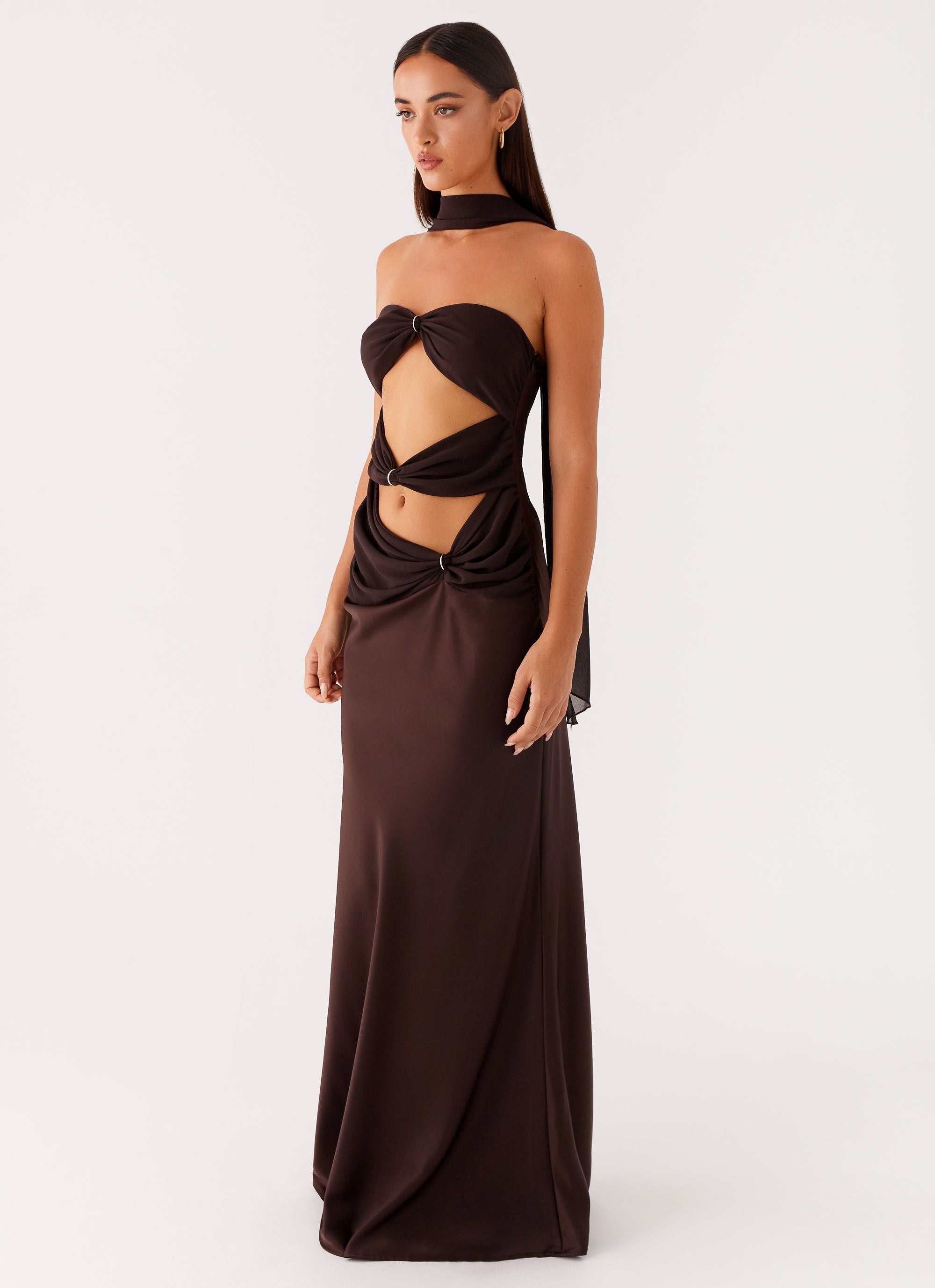 Alaine Scarf Maxi Dress Dark Chocolate 2
