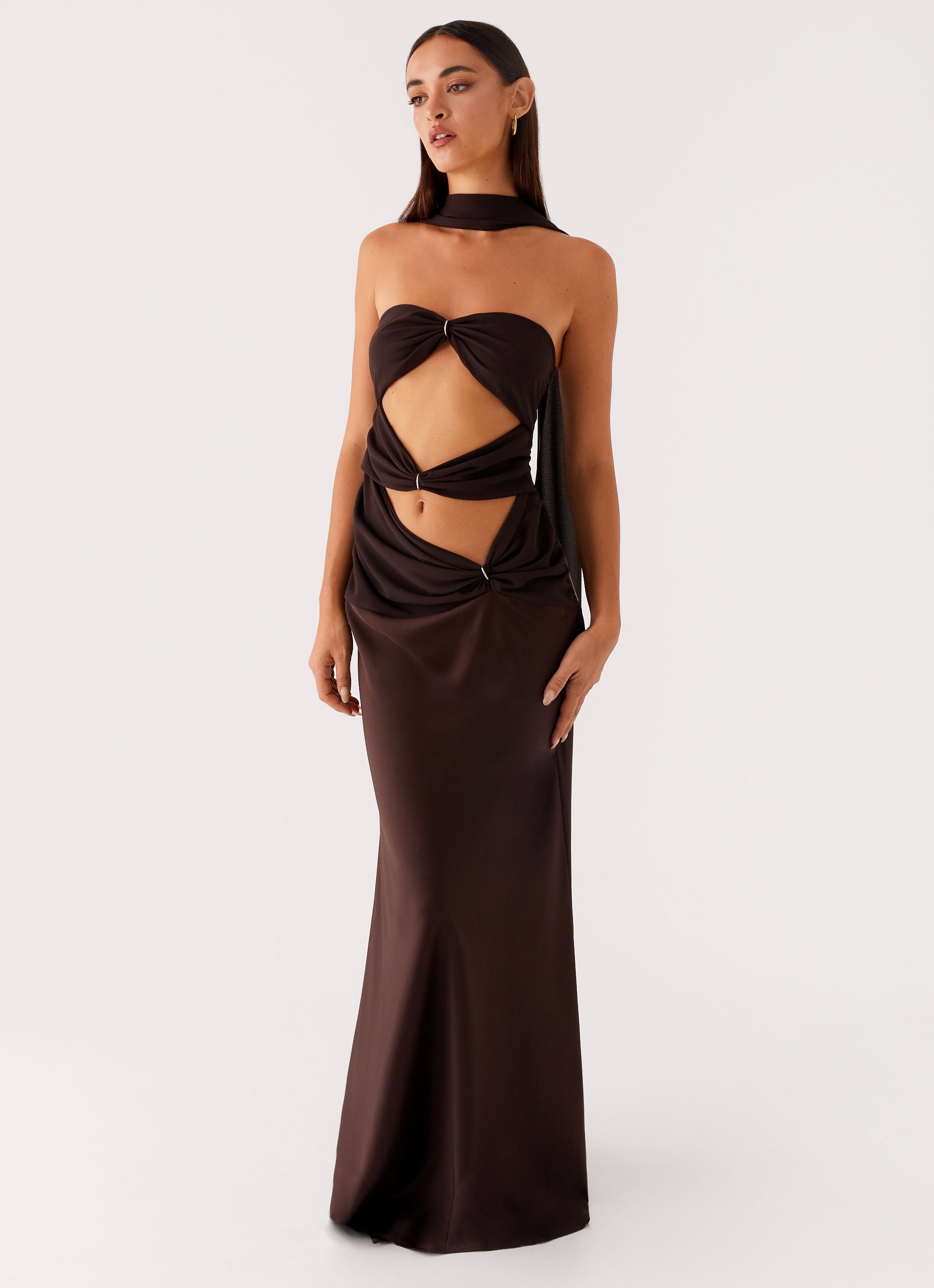 Alaine Scarf Maxi Dress Dark Chocolate 4