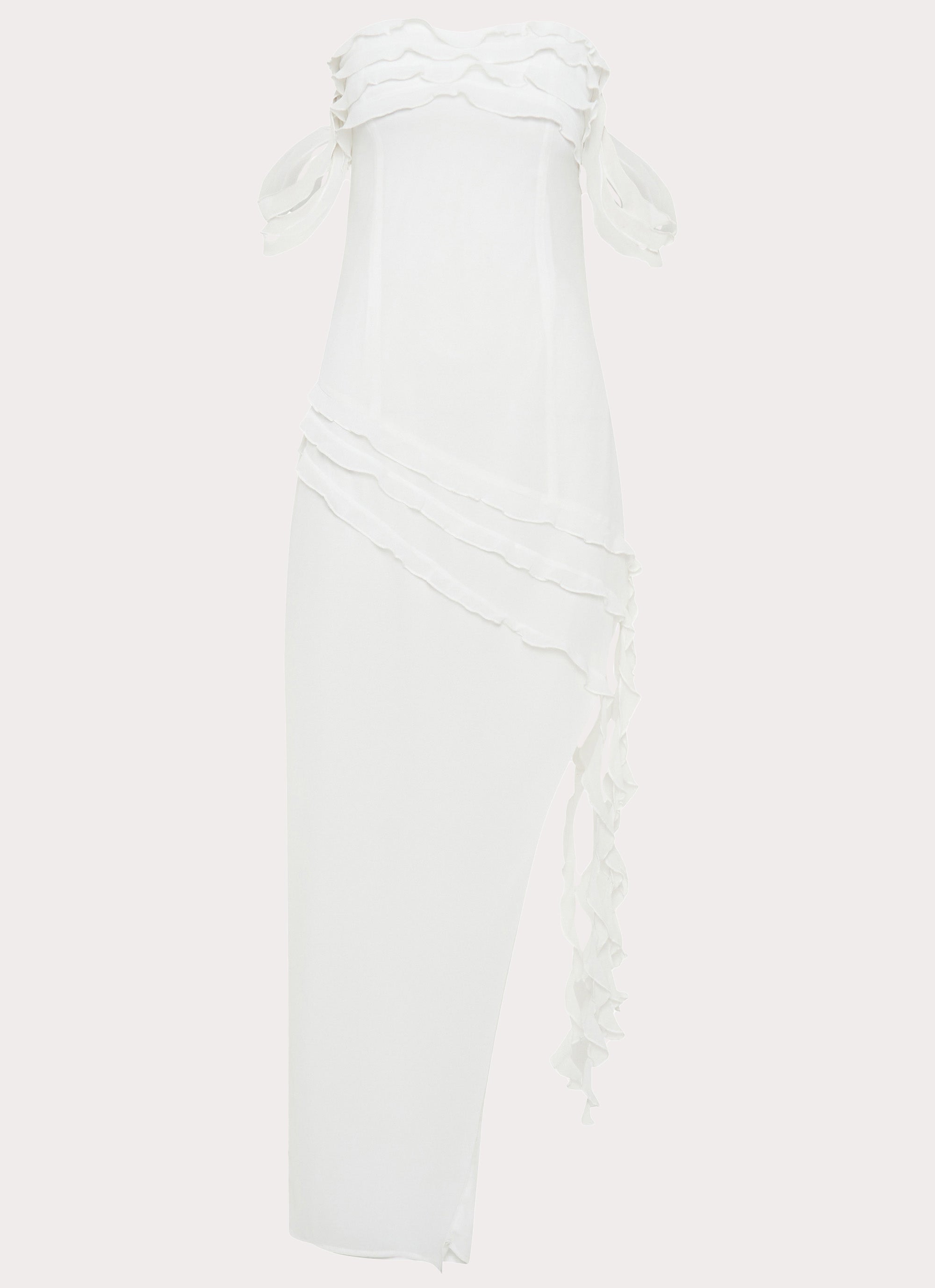 Womens Alaska Maxi Dress in the colour White in front of a light grey background