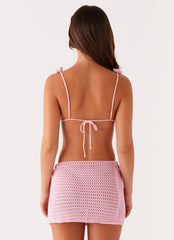 Aziza Crochet Bikini Top Pink 3 Peppermayo