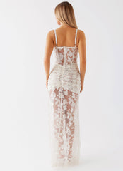 Womens Bare With Me Maxi Dress in the colour White in front of a light grey background