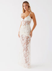 Womens Bare With Me Maxi Dress in the colour White in front of a light grey background