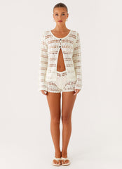 Baylock Crochet Long Sleeve Top White 1 Peppermayo