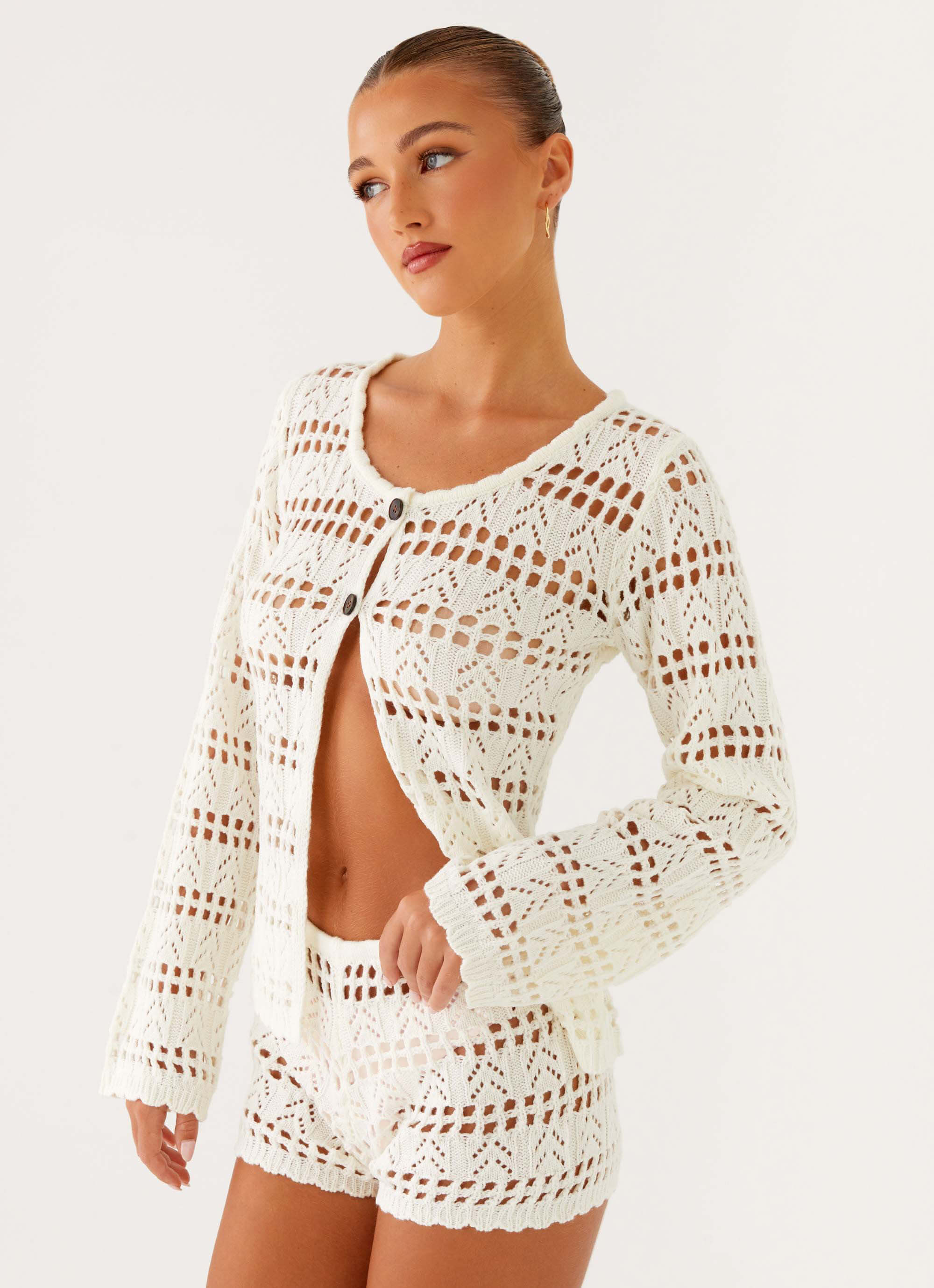 Baylock Crochet Shorts White 6
