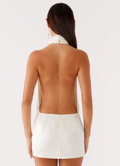 Birdie Halterneck Mini Dress Ivory 3