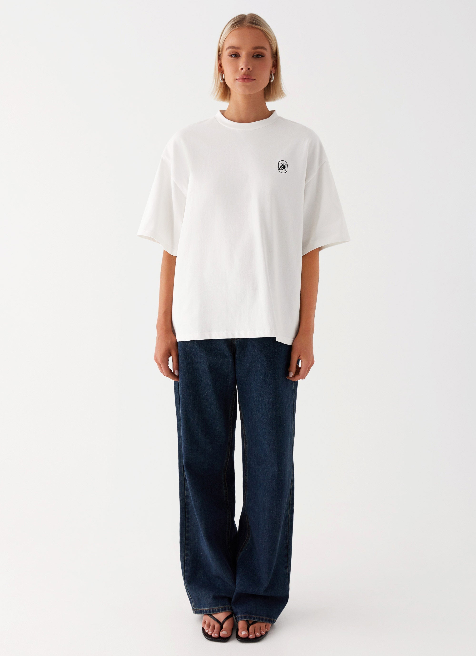 Womens Carefree Monogram Tin the colourShirt in the colour White in front of a light grey background