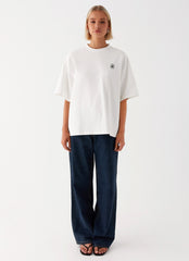 Womens Carefree Monogram Tin the colourShirt in the colour White in front of a light grey background