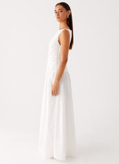 Carmel High Neck Maxi Dress White 2 Peppermayo