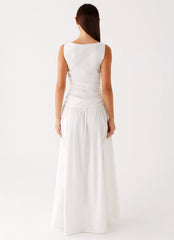 Carmel High Neck Maxi Dress White 3 Peppermayo