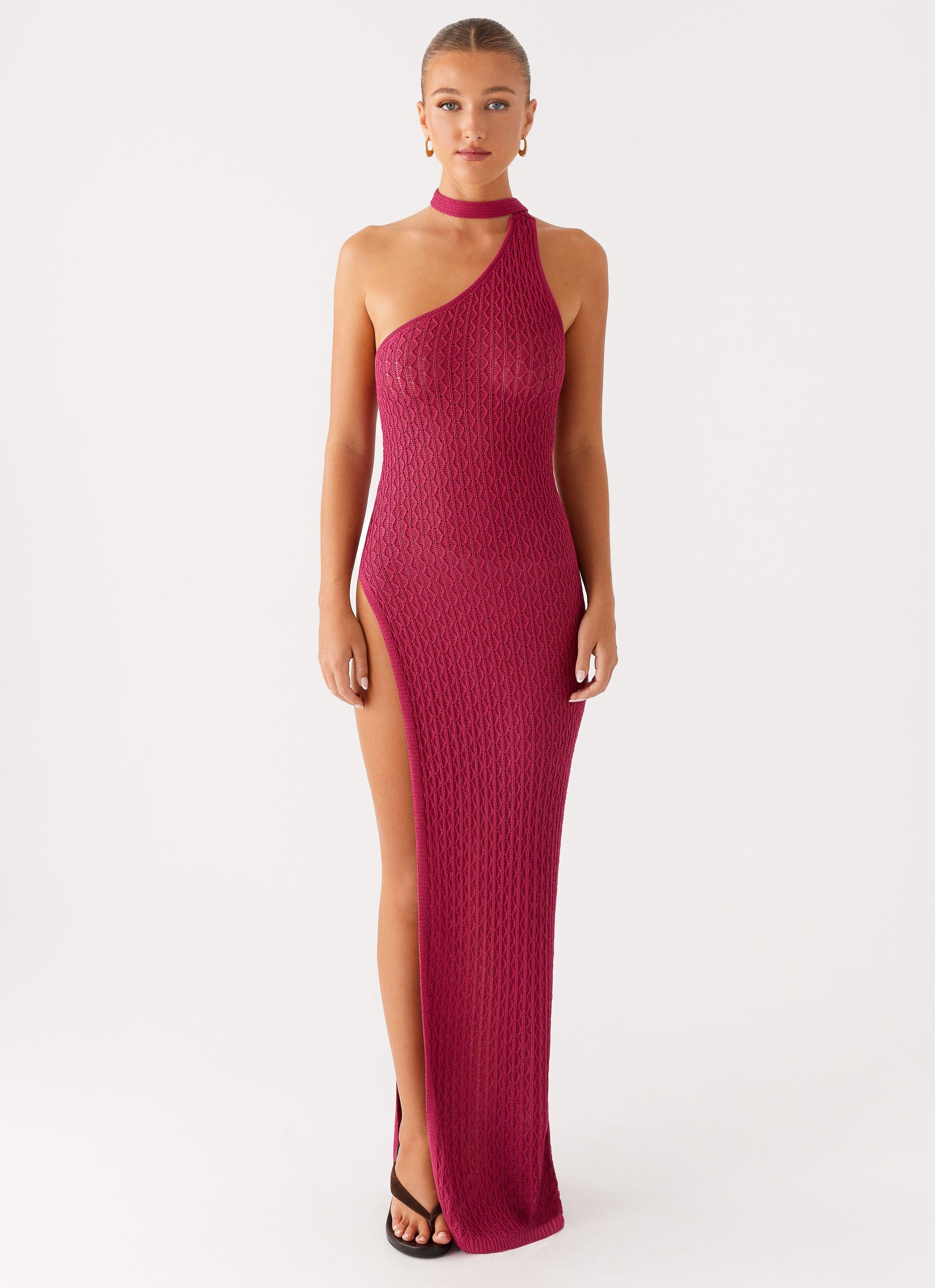 Carryn Knit Maxi Dress Hot Pink 1