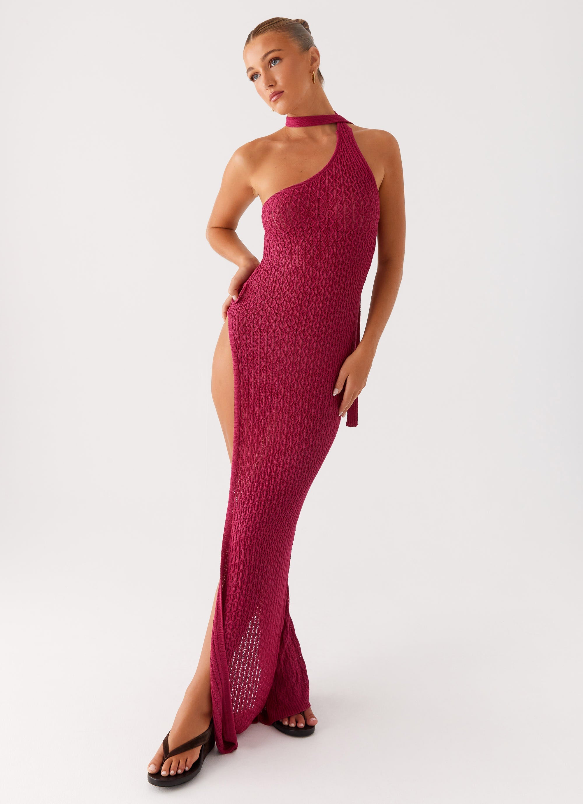 Carryn Knit Maxi Dress Hot Pink 4