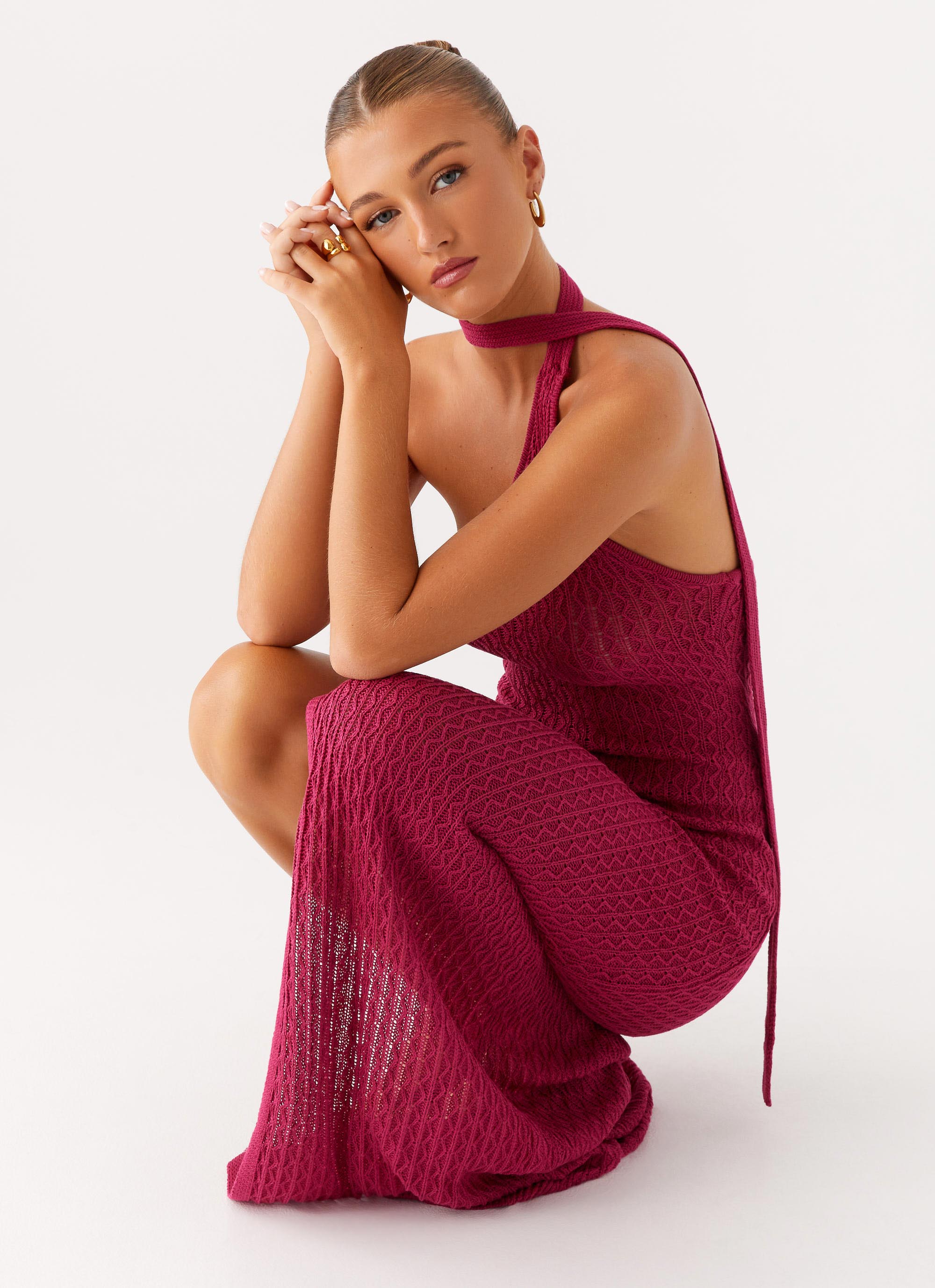 Carryn Knit Maxi Dress Hot Pink 6