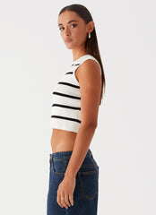 Womens Chromatic Charm Knit Top in the colour Ivory in front of a light grey background
