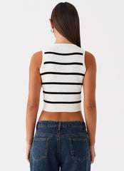 Womens Chromatic Charm Knit Top in the colour Ivory in front of a light grey background