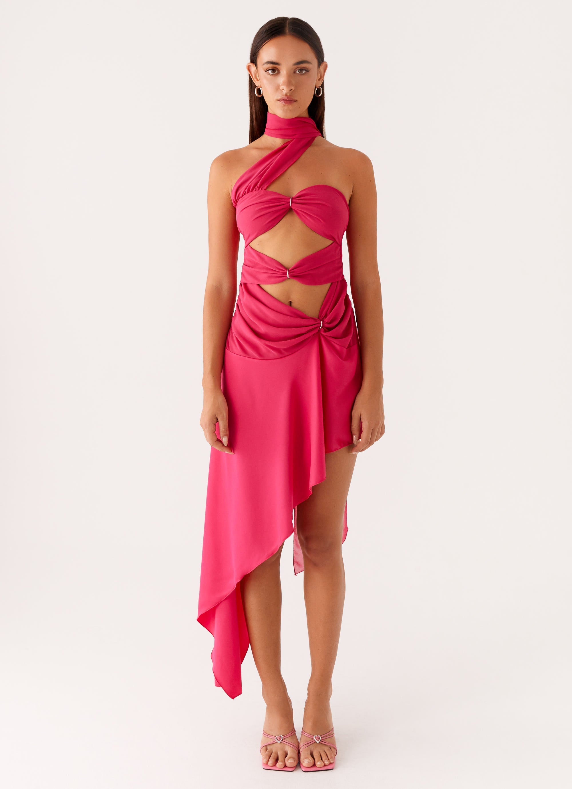 Circa Scarf Midi Dress Hot Pink 1
