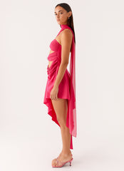 Circa Scarf Midi Dress Hot Pink 2