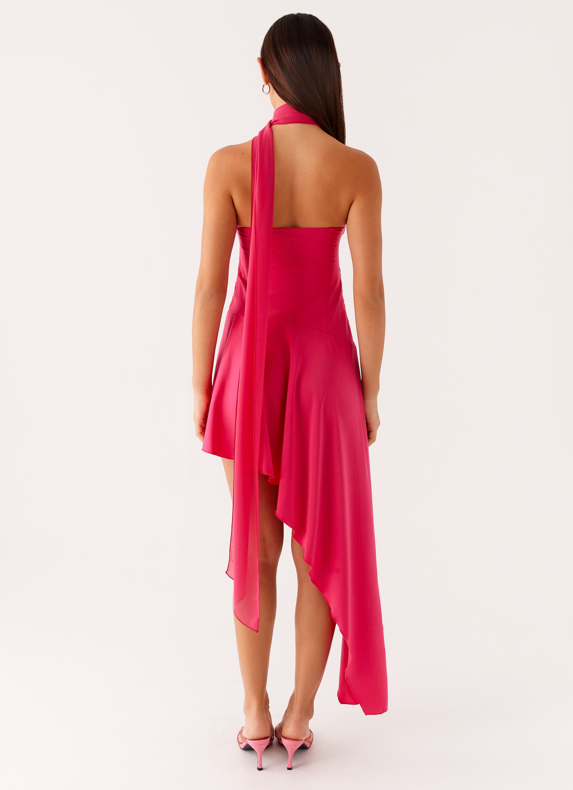 Circa Scarf Midi Dress Hot Pink 3