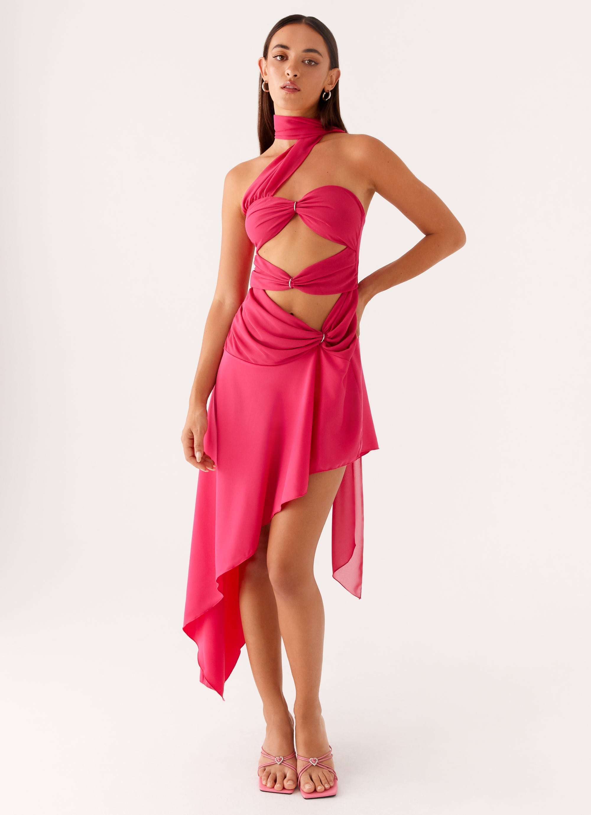 Circa Scarf Midi Dress Hot Pink 5