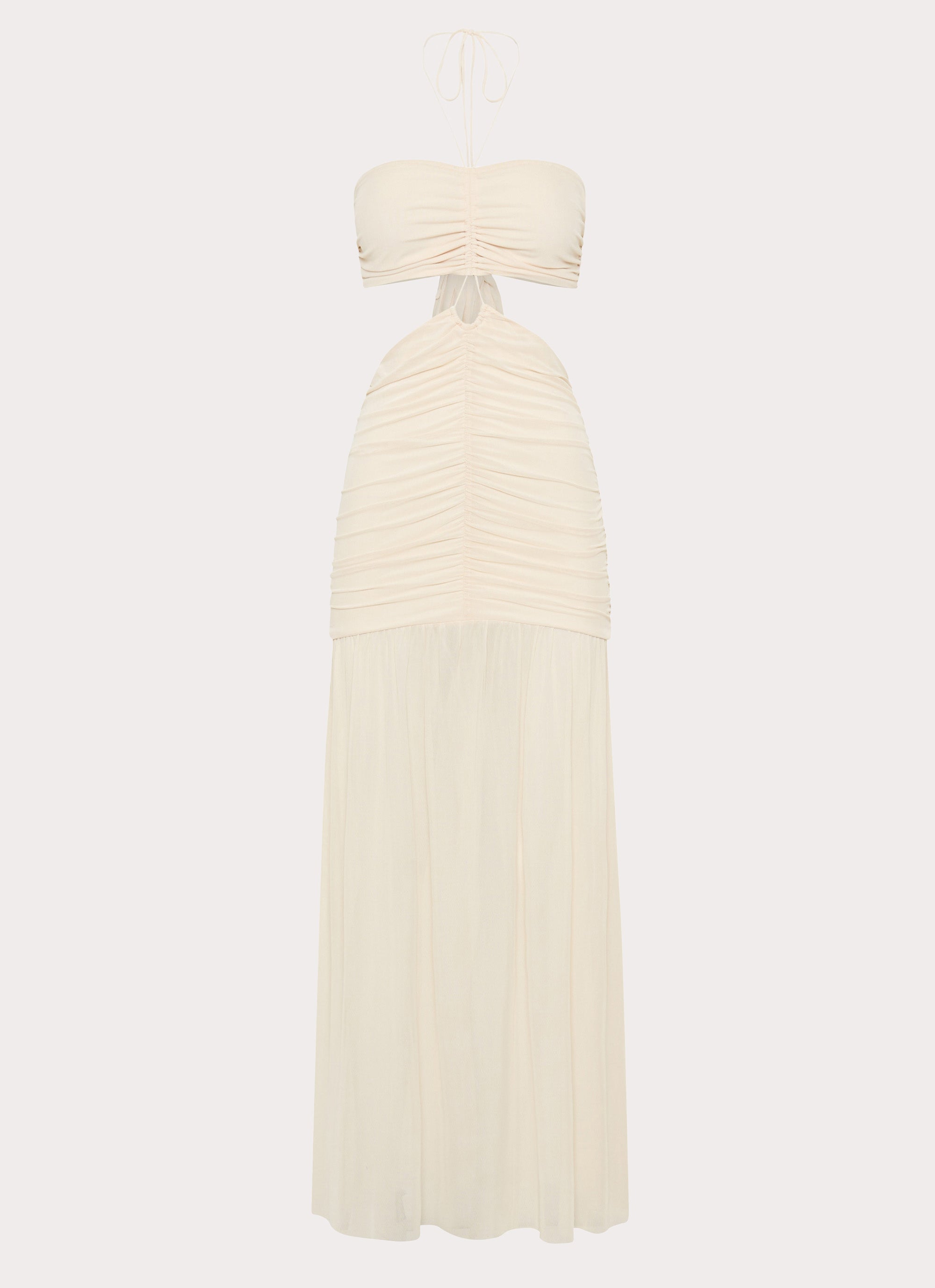 Womens Clover Cut Out Maxi Dress in the colour Lemon in front of a light grey background