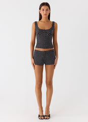 Coastline Mini Shorts - Black Polkadot