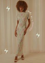 Into the City Mesh Maxi Dress - Pastel Mixtape - Peppermayo US
