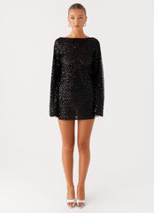 Edessa Sequin Mini Dress Black 1