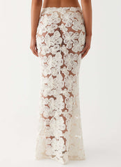 Womens Fiorella Floret Maxi Skirt in the colour Ivory in front of a light grey background