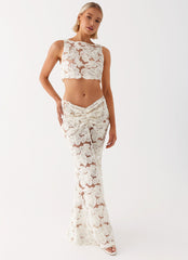 Womens Fiorella Floret Maxi Skirt in the colour Ivory in front of a light grey background